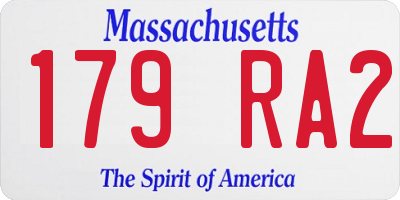 MA license plate 179RA2