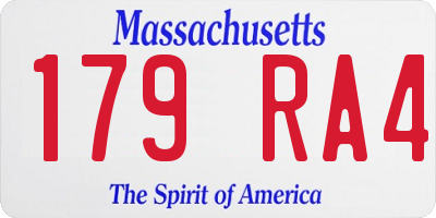 MA license plate 179RA4