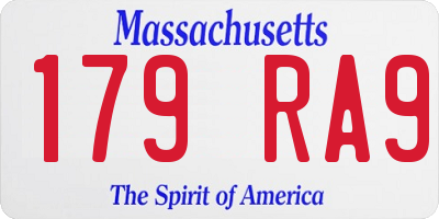 MA license plate 179RA9