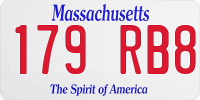 MA license plate 179RB8