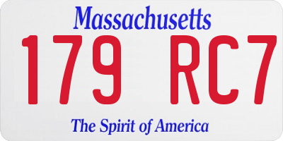 MA license plate 179RC7