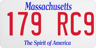MA license plate 179RC9