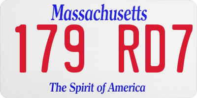 MA license plate 179RD7