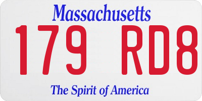 MA license plate 179RD8
