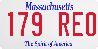 MA license plate 179RE0