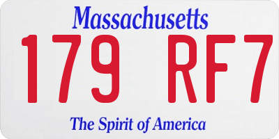 MA license plate 179RF7