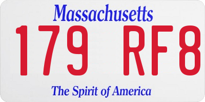 MA license plate 179RF8