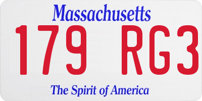 MA license plate 179RG3