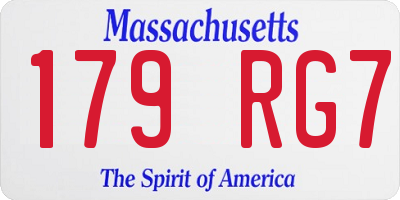 MA license plate 179RG7