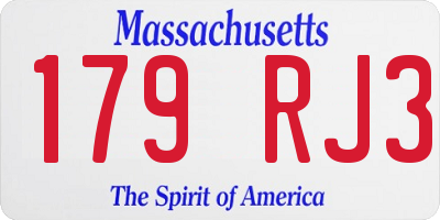 MA license plate 179RJ3