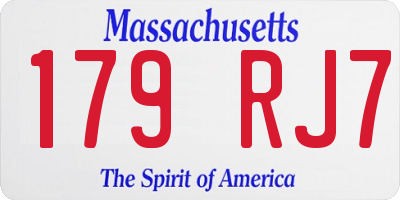 MA license plate 179RJ7