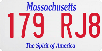 MA license plate 179RJ8