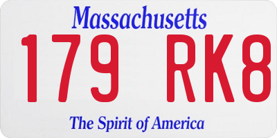 MA license plate 179RK8