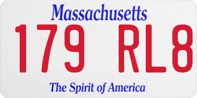 MA license plate 179RL8