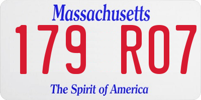MA license plate 179RO7