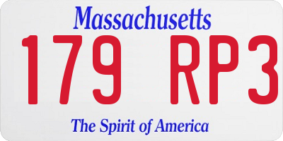 MA license plate 179RP3