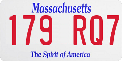 MA license plate 179RQ7