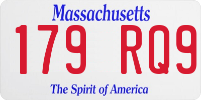 MA license plate 179RQ9