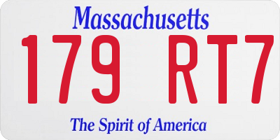 MA license plate 179RT7