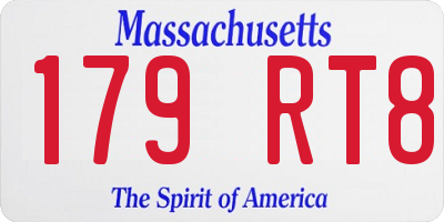 MA license plate 179RT8