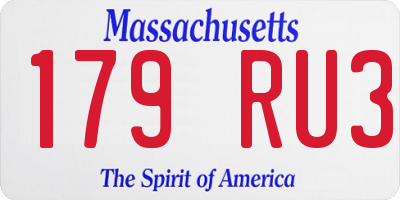 MA license plate 179RU3
