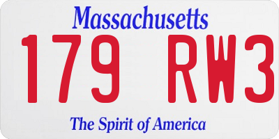 MA license plate 179RW3