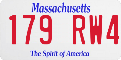 MA license plate 179RW4