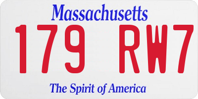MA license plate 179RW7