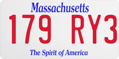 MA license plate 179RY3
