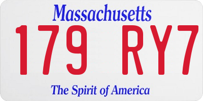 MA license plate 179RY7