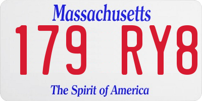 MA license plate 179RY8