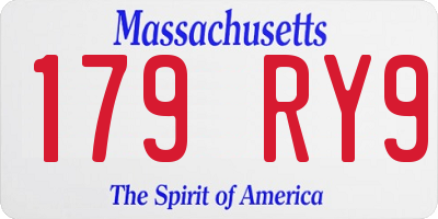 MA license plate 179RY9