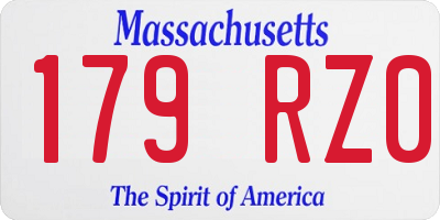 MA license plate 179RZ0