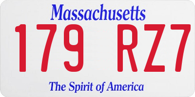 MA license plate 179RZ7