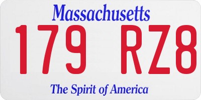 MA license plate 179RZ8