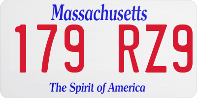 MA license plate 179RZ9