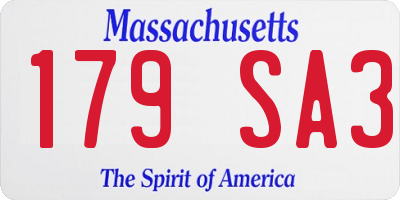 MA license plate 179SA3