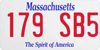 MA license plate 179SB5