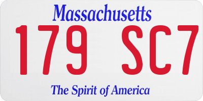 MA license plate 179SC7