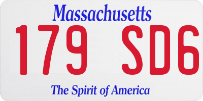 MA license plate 179SD6
