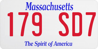MA license plate 179SD7