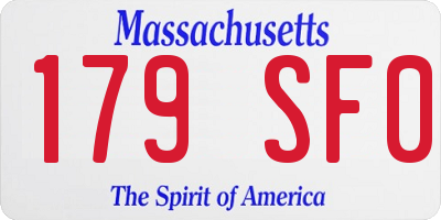 MA license plate 179SF0