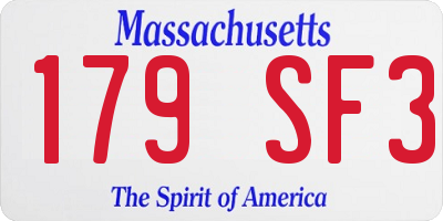 MA license plate 179SF3
