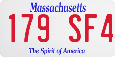 MA license plate 179SF4