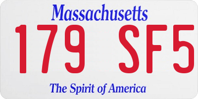 MA license plate 179SF5