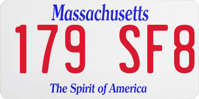 MA license plate 179SF8
