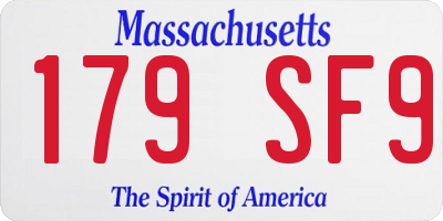 MA license plate 179SF9