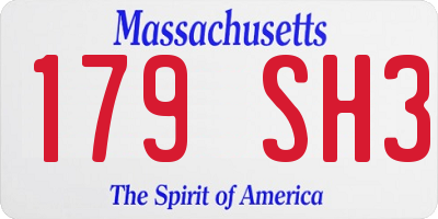 MA license plate 179SH3