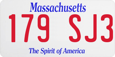 MA license plate 179SJ3