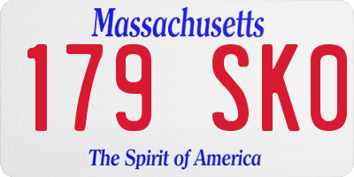 MA license plate 179SK0